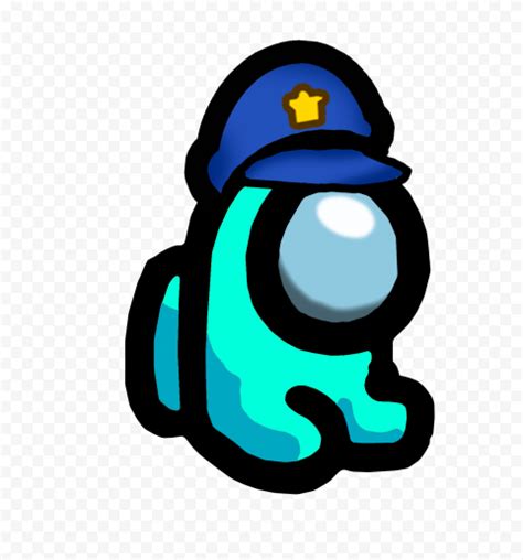 HD Cyan Among Us Mini Crewmate Character Baby Police Hat PNG | Citypng