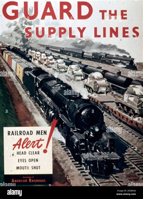 Guard the Supply Lines - American World War II Home front poster Stock Photo - Alamy