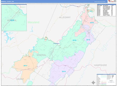 Mineral County, WV Wall Map Color Cast Style by MarketMAPS - MapSales.com