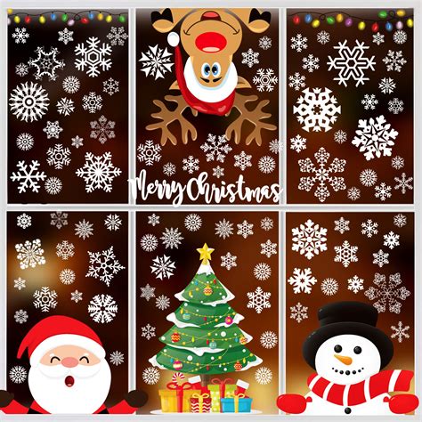 Buy Joy Bang 300 Pcs Christmas Window Clings, Winter Snowflake Window ...