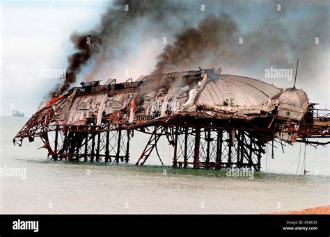 The West Pier At Brighton On Fire After An Arson Attack Stock Photo Alamy