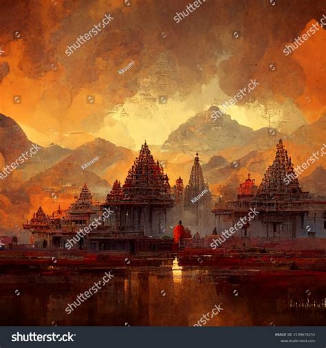 Hinduism Inspired Concept Art Hindu Religious Stock Illustration ...