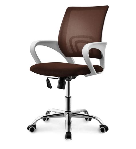 Buy Mesh Revolving Chair in Brown colour by Furniturstation Online - Mid Back Ergonomic Chairs ...