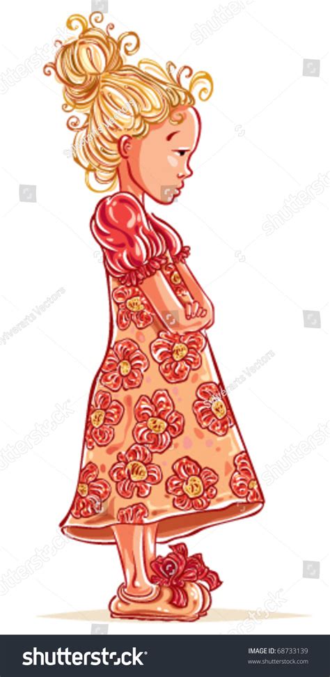 Cute Little Girl Frowning Stock Vector Illustration 68733139 : Shutterstock