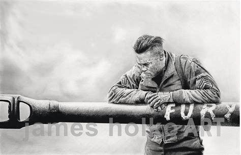 Fury Movie Pencil Drawing War Brad Pitt Print Art Artwork - Etsy