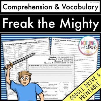 Freak the Mighty: Comprehension and Vocabulary by chapter Distance Learning