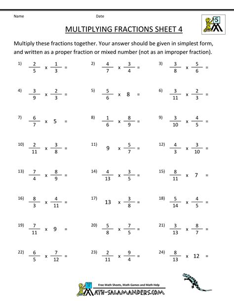 Fractions Worksheets Multiplication And Division