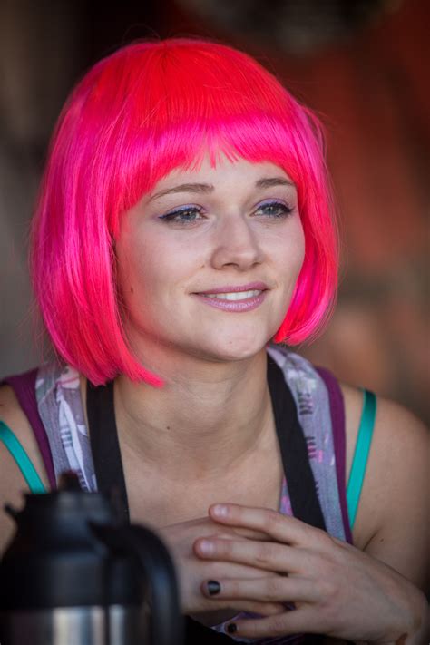 Girl with fluorescent pink hair - Alaska State Fair