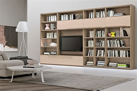 full wall entertainment unit with doors - Google Search | Bookshelves in living room, Modern ...