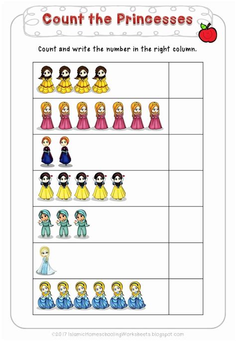 Free Disney Worksheets for Preschoolers Inspirational Count the Princesses In Free Dis… | Math ...