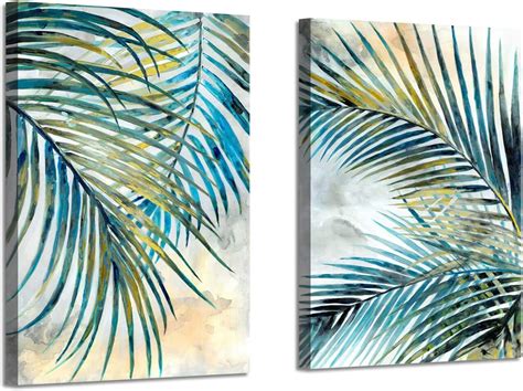 Amazon.com: ARTISTIC PATH Abstract Palm Leaves Wall Art: Tropical Ferns ...