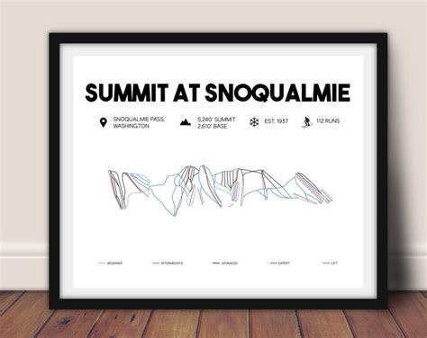 Summit at Snoqualmie Printable Trail Map 16x20, Summit at Snoqualmie ...