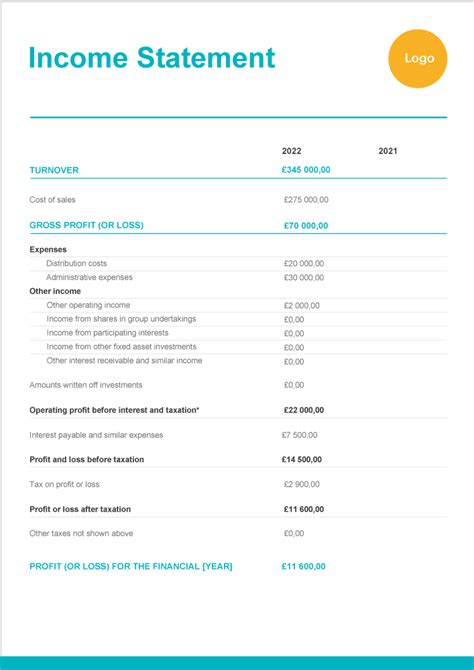 Income Statement Template - Zervant