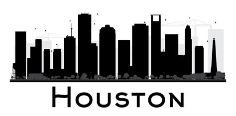 Houston City skyline black and white silhouette. 8771687 Vector Art at ...