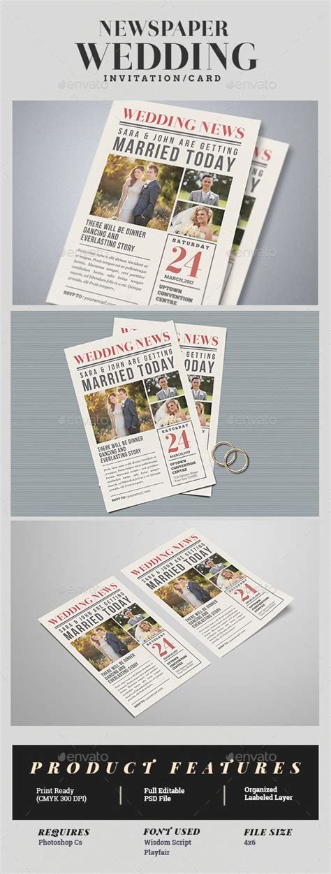 Newspaper Wedding Invitation | Newspaper wedding invitations, Wedding ...