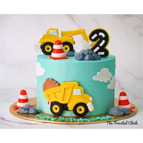 Excavator & Dump Truck Construction Cake