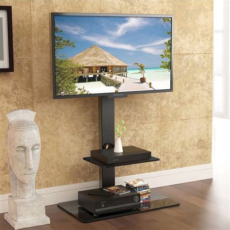 Fitueyes Universal Cantilever Glass TV Stand with: Amazon.co.uk: Electronics | Swivel tv, Tv ...