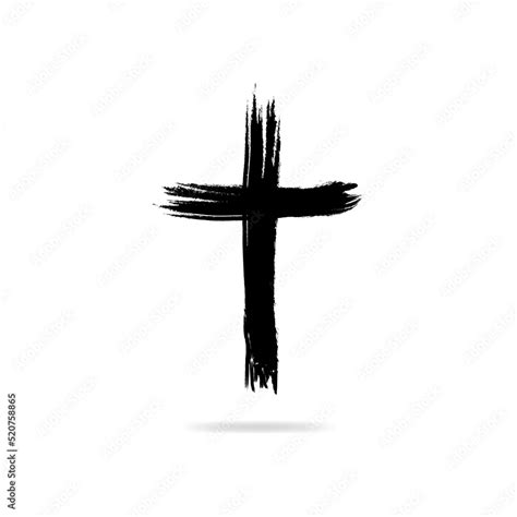 Cross painted brushes. Church of Jesus Christ logo. Hand drawn black ...