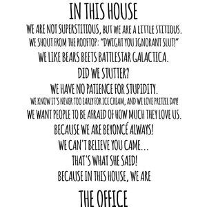 The Office Poster Quotes TV Poster the Office Tv Show in This House Poster Funny Quotes Bedroom ...