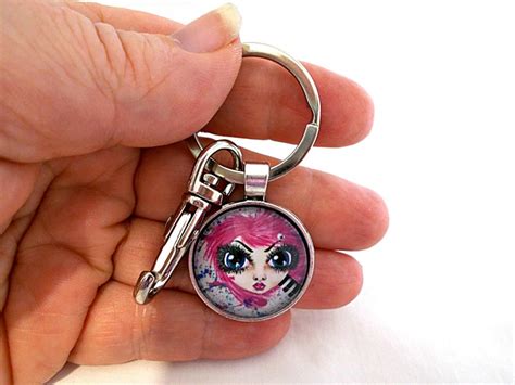 Cute Keychain New Driver Keychain Girl Keychain Pink Hair | Etsy