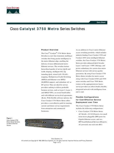 Cisco 3750 Datasheet | PDF | Virtual Private Network | Network Switch