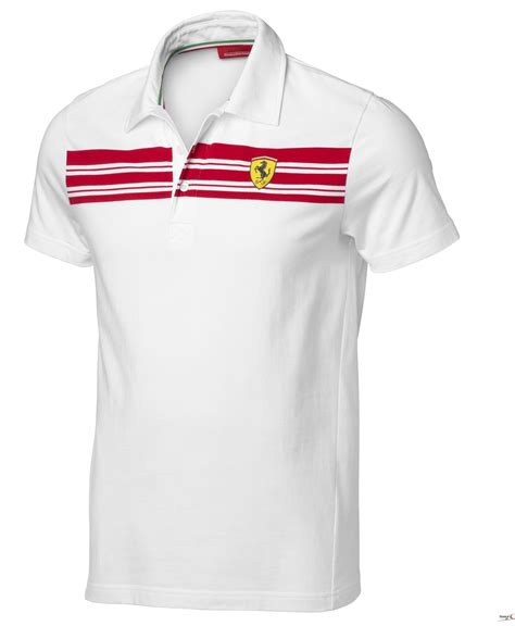 Koszulka Polo Ferrari Striped Polo Shirt - White | Striped polo shirt ...