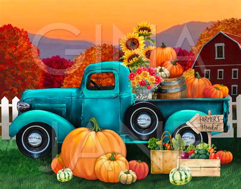 Fall Autumn Truck Home Decor Sign Print - Etsy