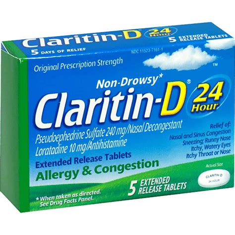 Claritin-D Non-Drowsy 24 Hour Indoor & Outdoor Allergy & Congestion ...