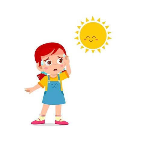 Happy cute kid girl feels so thirsty because of hot weather at summer season | Download on ...