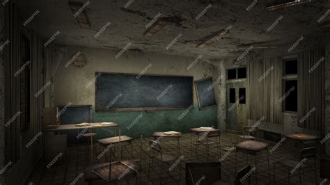 Premium Photo | Horror and creepy classroom in a school