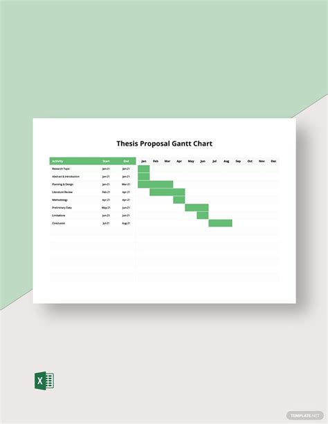 Thesis Proposal Gantt Chart Template in Excel - Download | Template.net