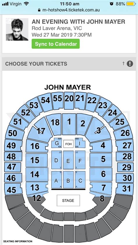 Rod Laver Arena Seating Map - High Castle Map