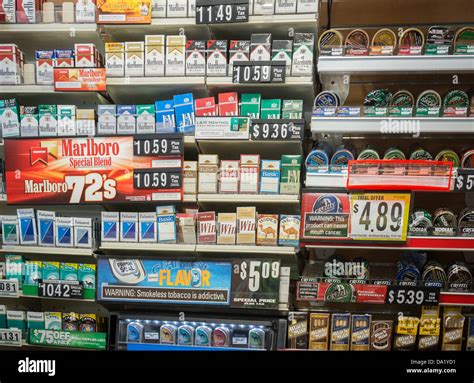 A wall of cigarettes in convenience store in New York Stock Photo - Alamy