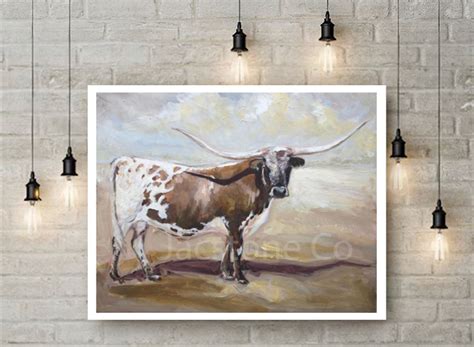 Texas Longhorn Cow Print Cattle Western Art Longhorn - Etsy | Cow wall ...