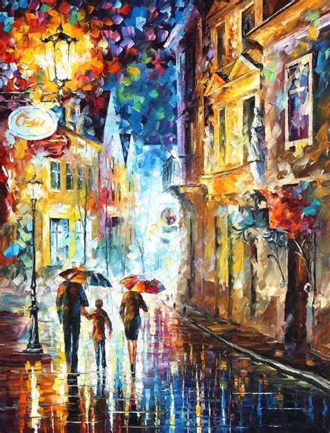 Painting for sale Colorful oil paintings Canvas family in the rain Abstract Modern Wall Art Home ...