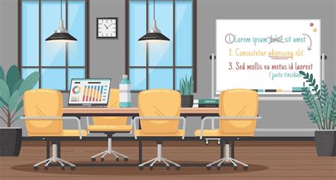 Free Vector | Meeting room cartoon interior with empty office space vector illustration