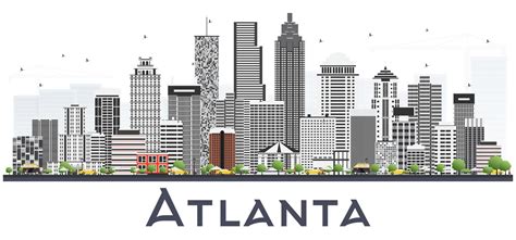 Atlanta Georgia USA City Skyline with Gray Buildings Isolated on White ...