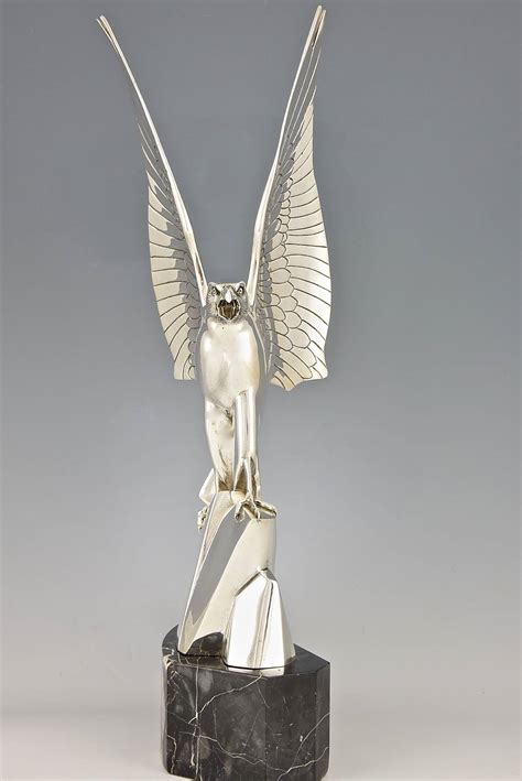 Art Deco Silvered Bronze Eagle Sculpture by Henri Rischmann 1930 at ...