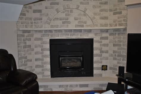 Whitewash Red Brick Fireplace