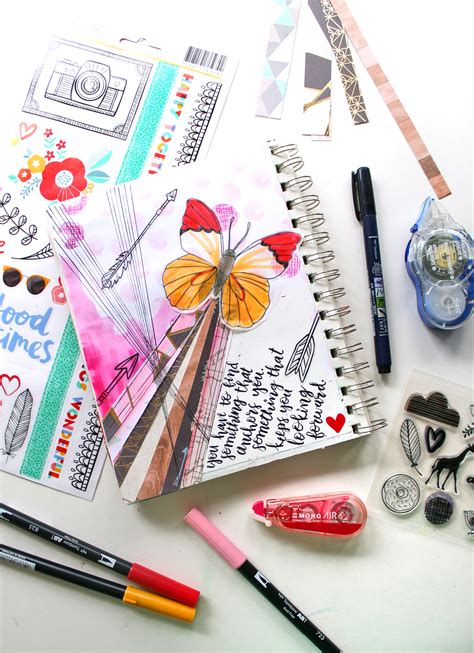 How To Art Journal with Scrapbook Supplies - Tombow USA Blog