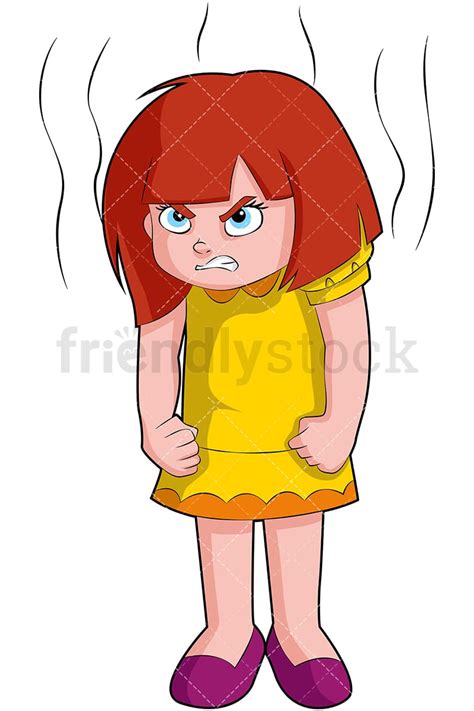 Mad Little Girl Cartoon Vector Clipart - FriendlyStock