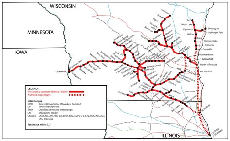 Milwaukee railroad map - Milwaukee road railroad map (Wisconsin - USA)