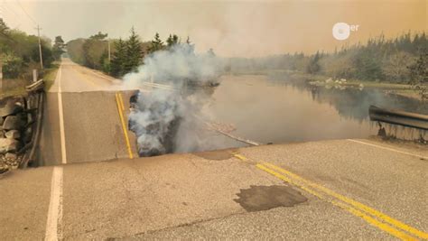 Road collapses as wildfire rages in Shelburne County, N.S.