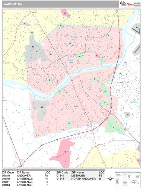 Lawrence Massachusetts Wall Map (Premium Style) by MarketMAPS