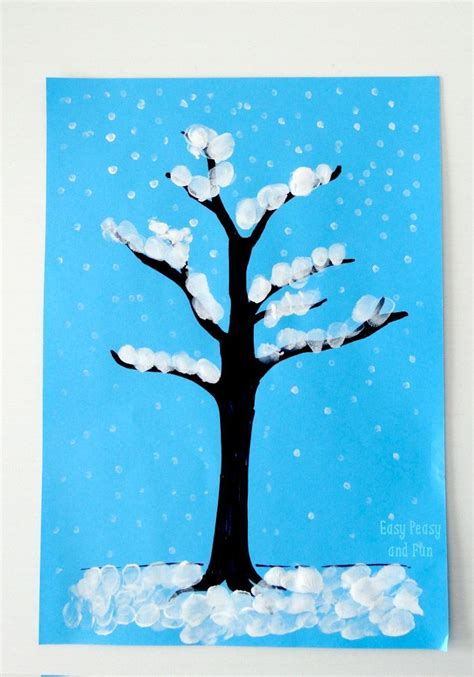 Winter Tree Finger Painting - Quick Art Project for Kids | Winter crafts for kids, Winter art ...