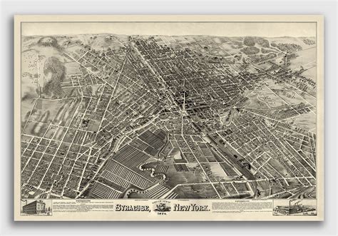 Syracuse New York 1874 Historic Panoramic Town Map - 20x30 | eBay