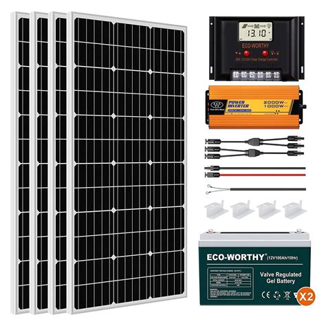 Buy ECO-WORTHY 1.6KWH 400W 12Volt Complete Solar Panel Kit with ...