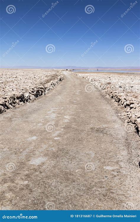 Path in the Middle of the Salt Flats in the Atacama Desert Stock Image ...