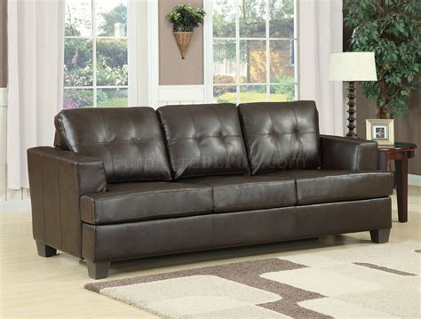 Brown Bonded Leather Modern Sofa w/Queen Size Sleeper