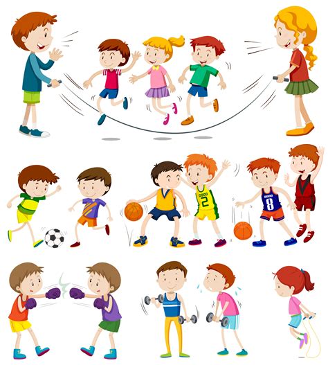 Children playing different sports 296175 Vector Art at Vecteezy